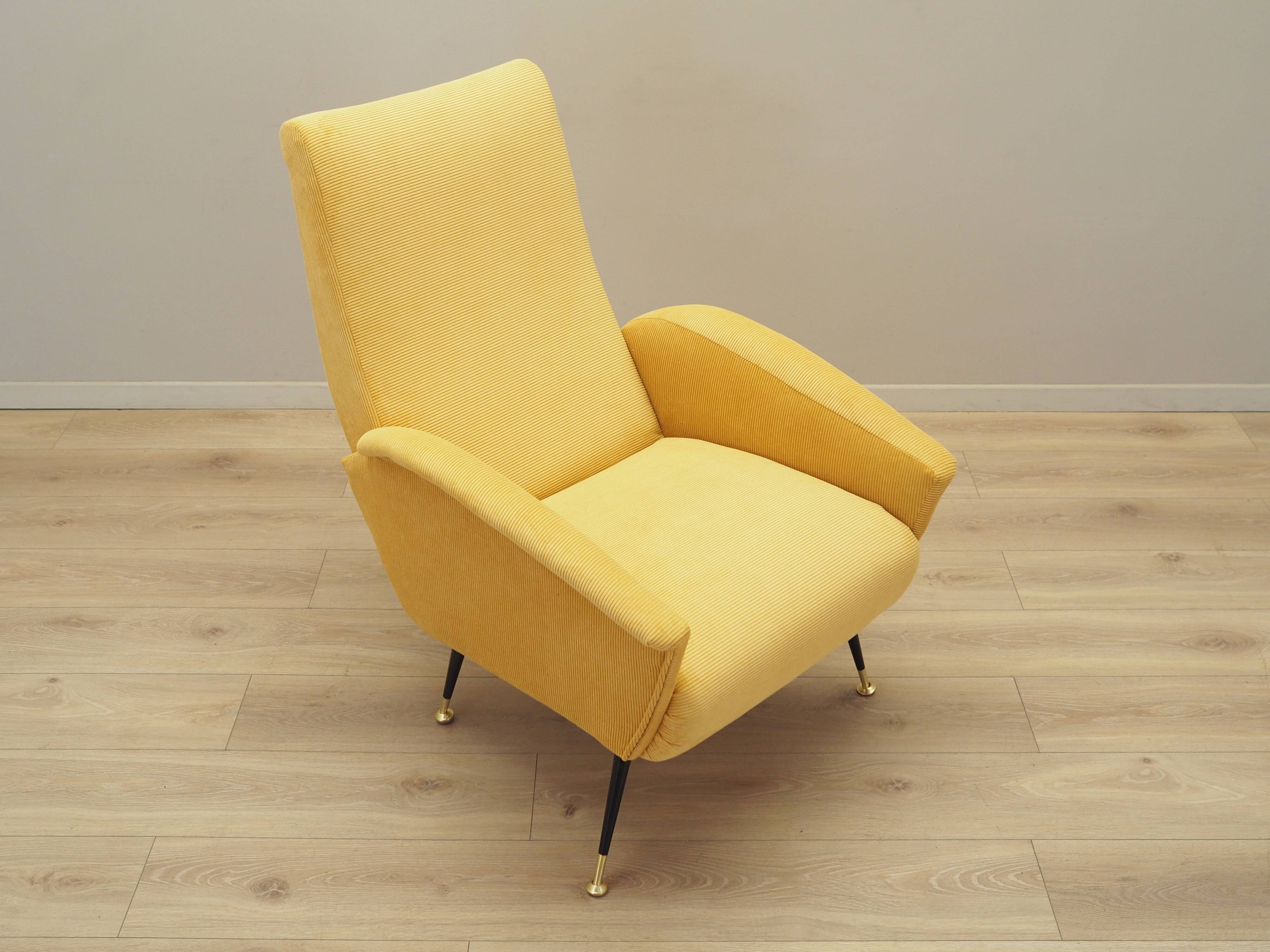 Yellow armchair, Italian design, 1970s, production: Italy