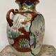 Vase japonais ancien amphore décor geisha émaillé rouge or signé