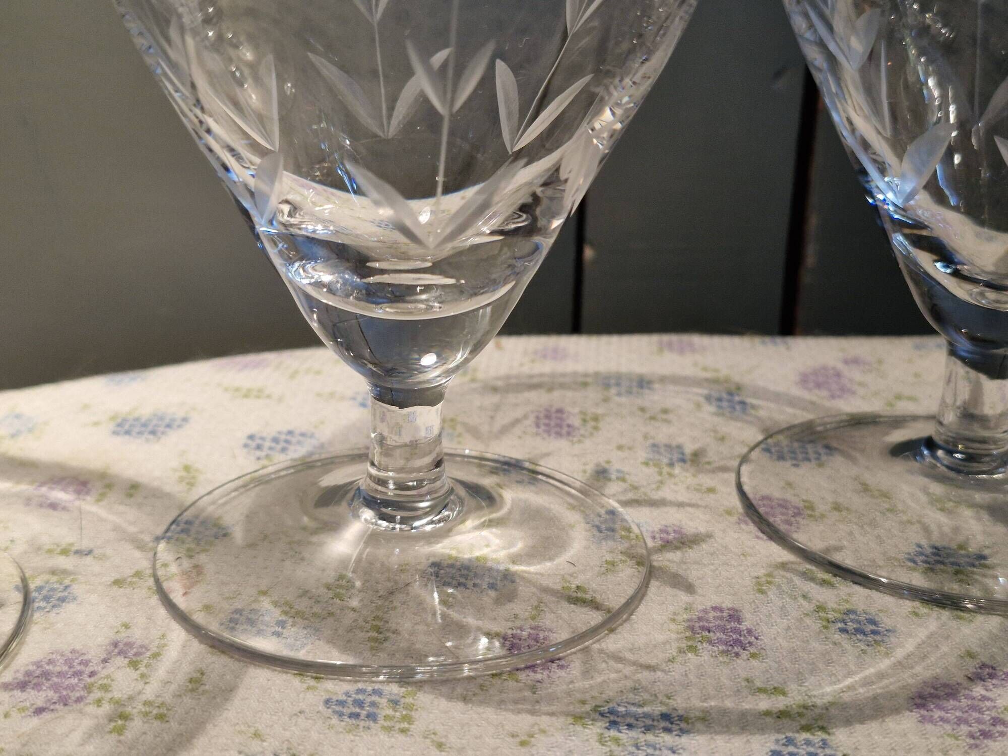 Villeroy and Bosch - 3 Large Antique Glasses - Cut Crystal with Flower Decor