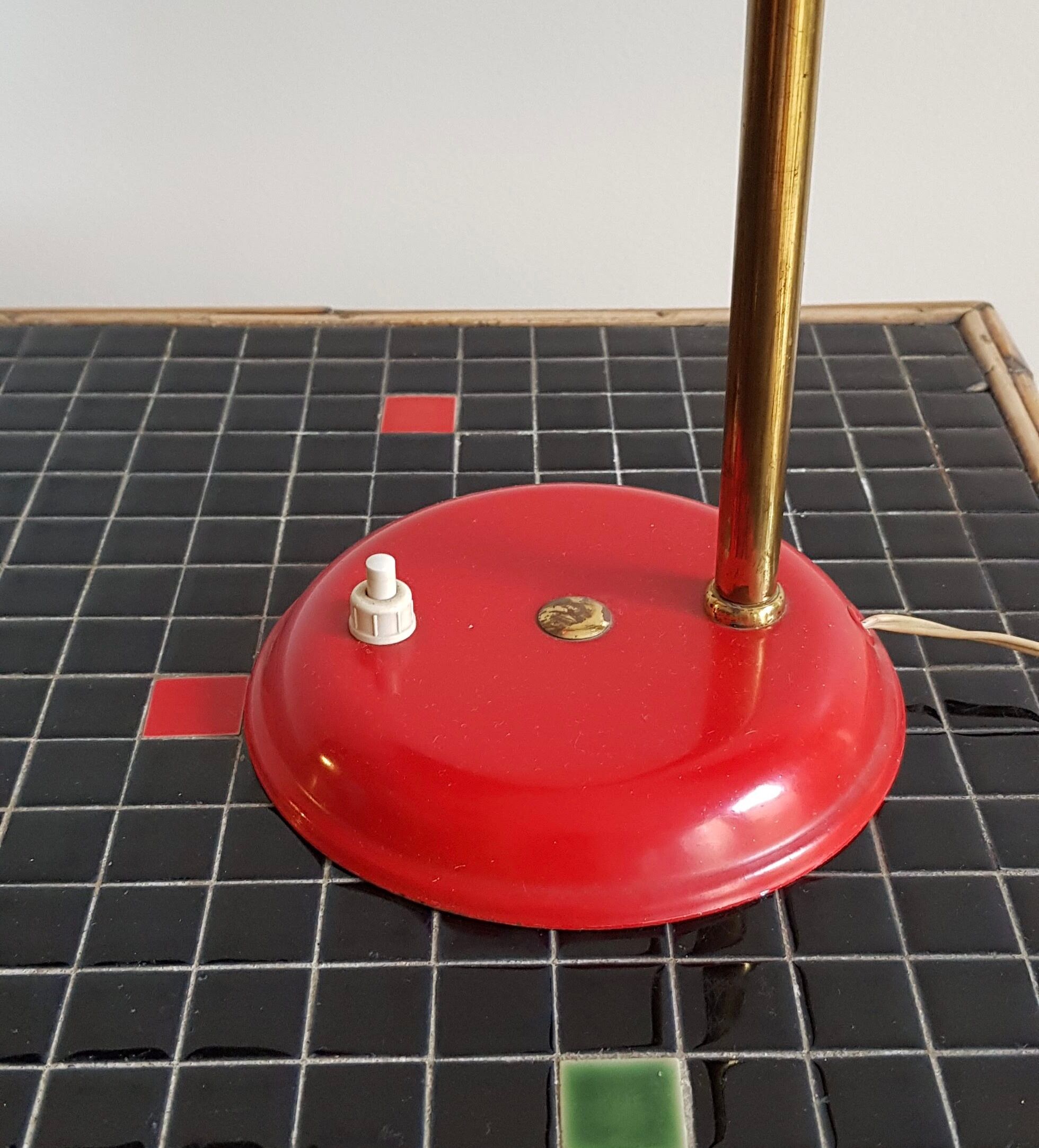 Lamp cocotte red gooseneck brass perforated stars