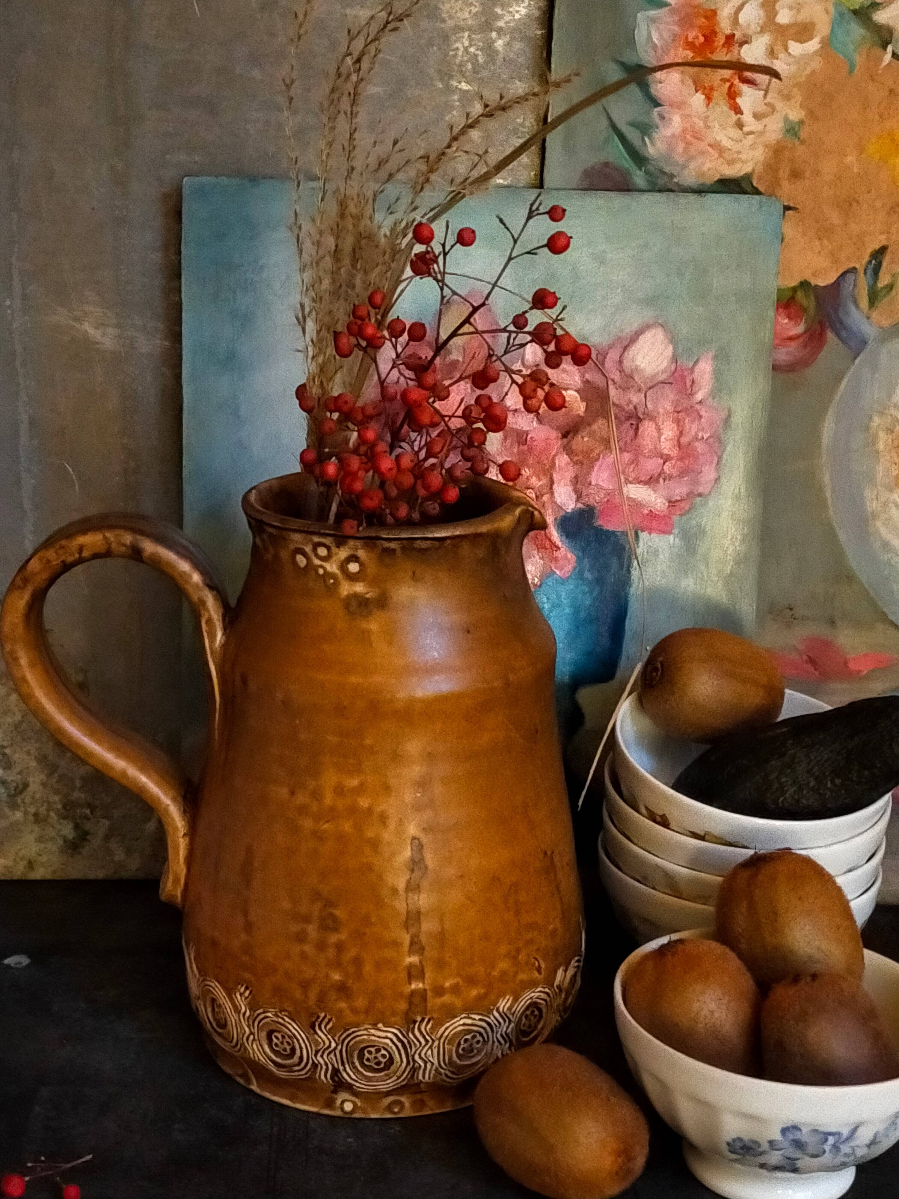 Ceramic potter's pitcher by F.CHEDEVILLE 20th century