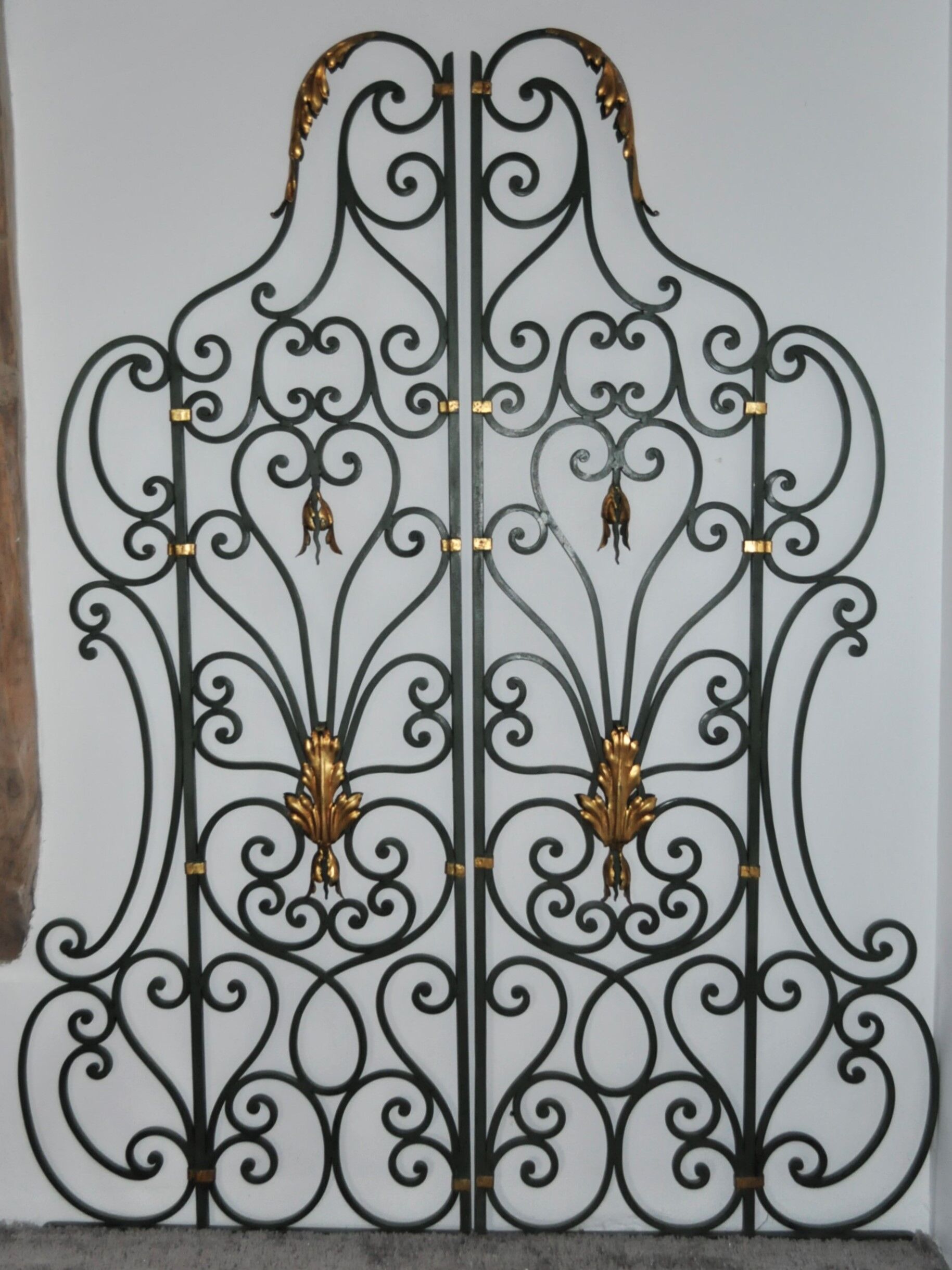 Pair of wrought iron interior grilles - mid-twentieth century
