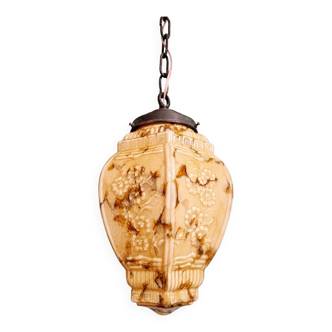 Art Deco marbled opaline pendant light, 1920s-30s