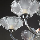 Art Deco chandelier in nickel-plated metal and copper