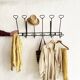 Wall-mounted coat rack with 12 hooks in handcrafted wrought iron