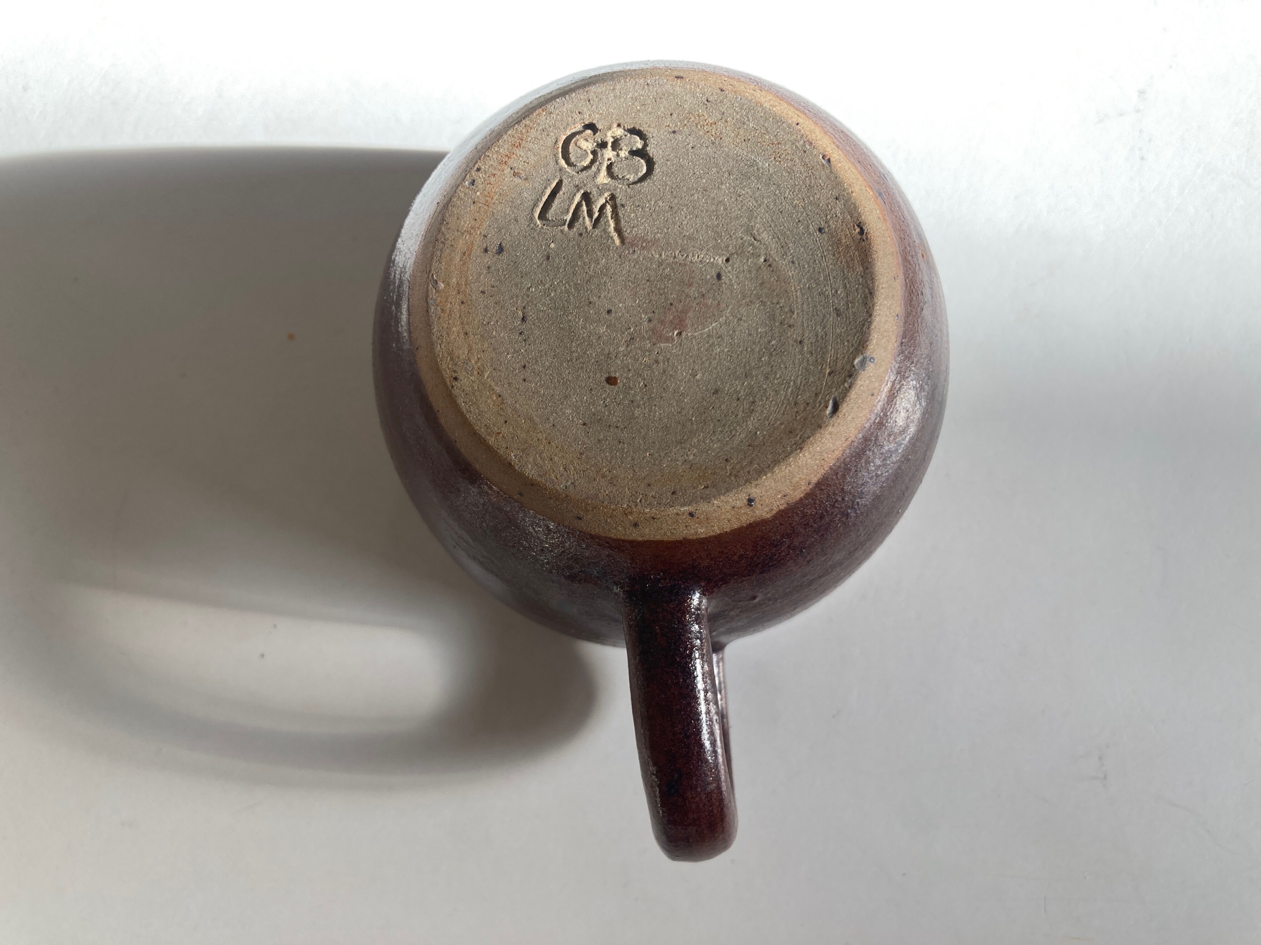 Pair of stoneware breakfast cups signed 1970