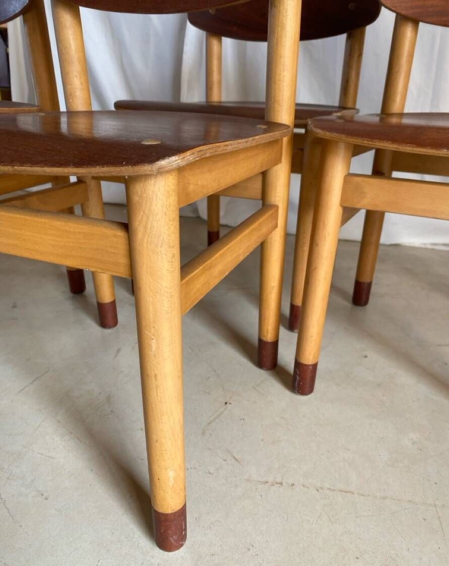 Quatre chaises basses Kvetny et Sonners Stolefabrik Danemark 1960