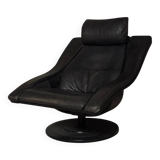 Mid-century armchair in black leather Nelo Sweden