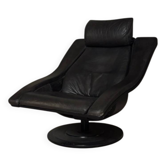 Mid-century armchair in black leather Nelo Sweden