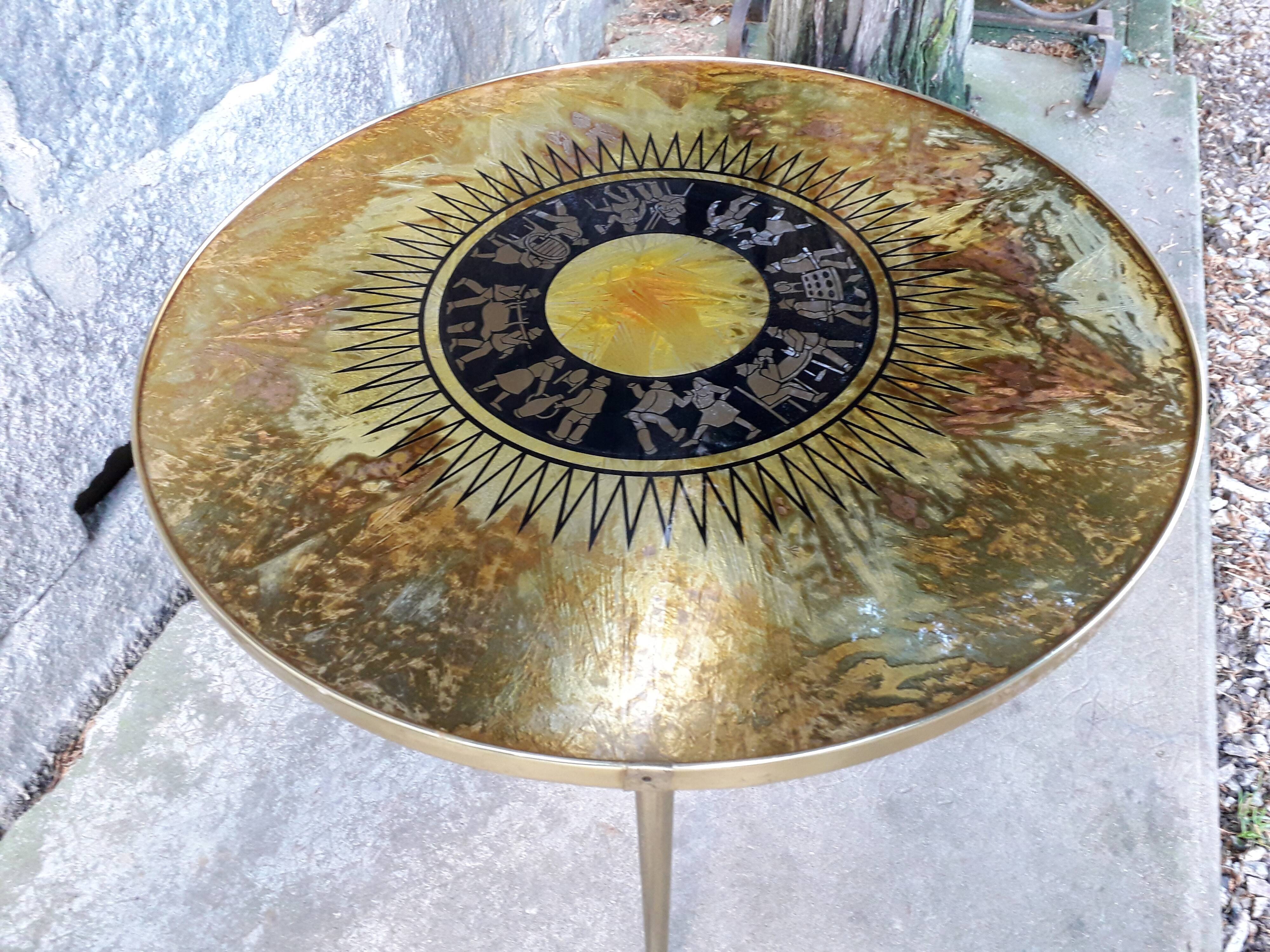 Vintage coffee table compass feet