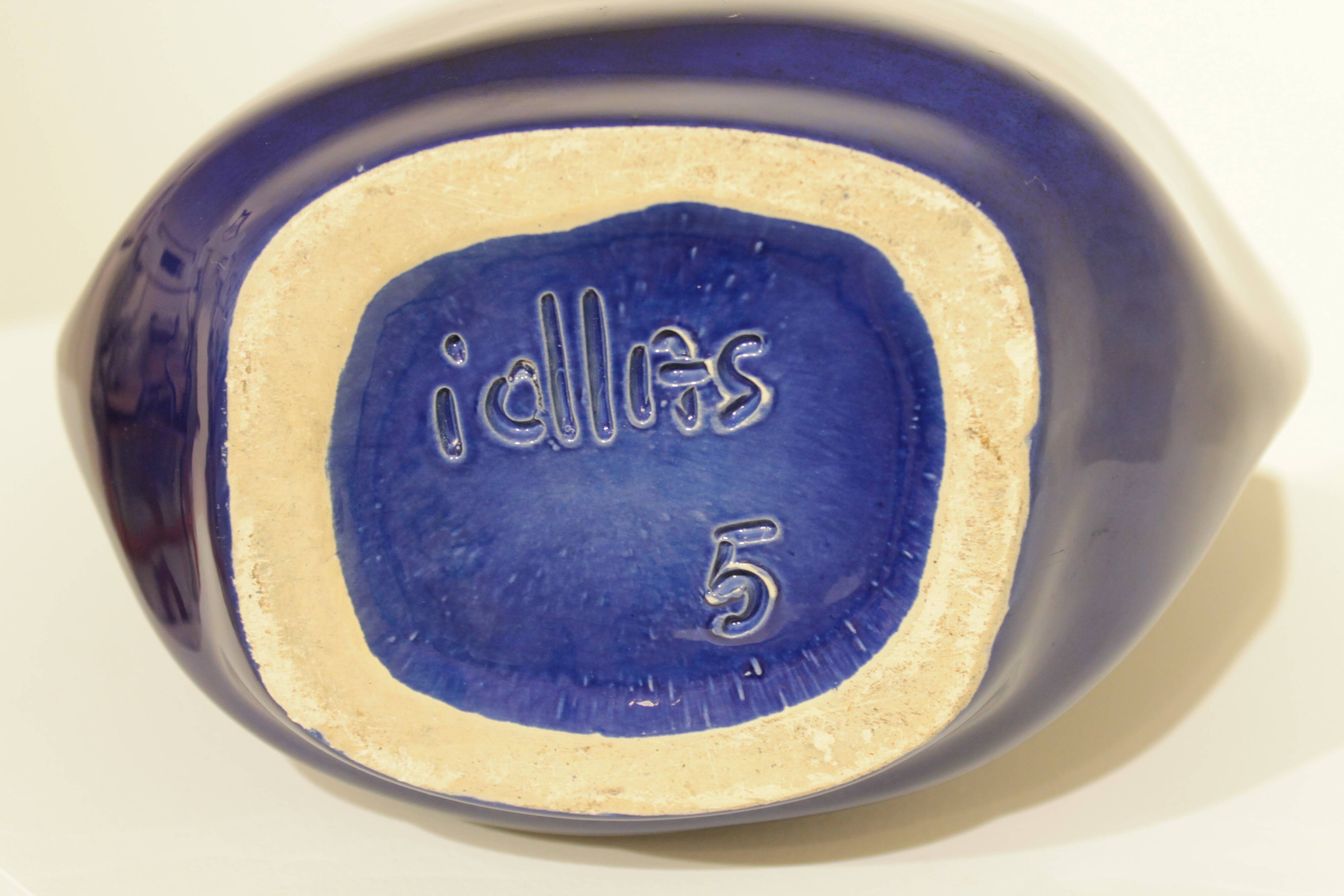 Important blue glazed ceramic vase signed by Max Idlasflag