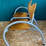 Iron and wood bench for 2 people