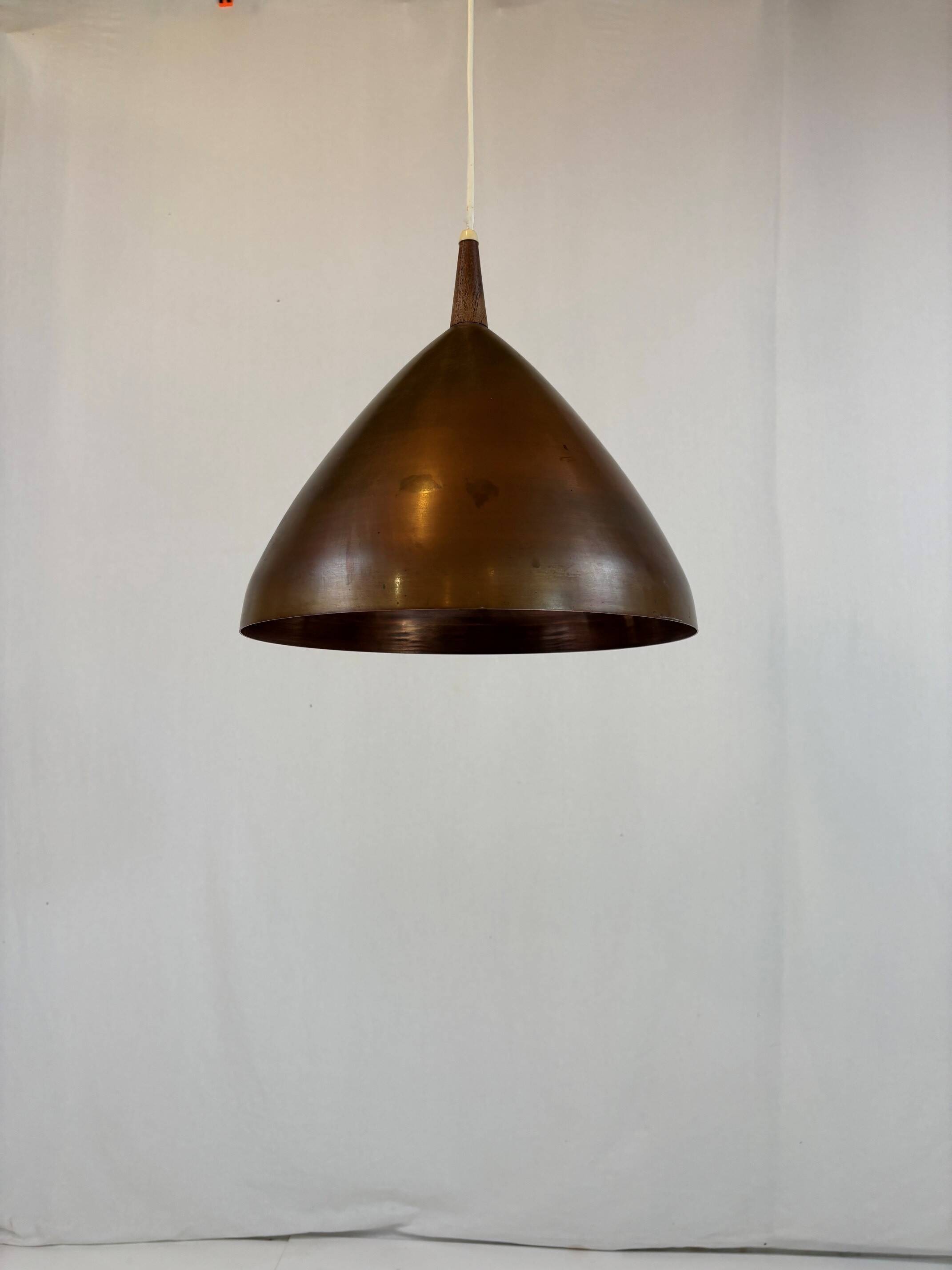 copper and teak suspension by Hans Agne Jacobson - Denmark 1960s