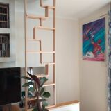 Two screens, partition walls, Volak shelves in bent wood