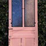 Porte d’entrée ancienne en chêne vitrée grilles en fonte 1925
