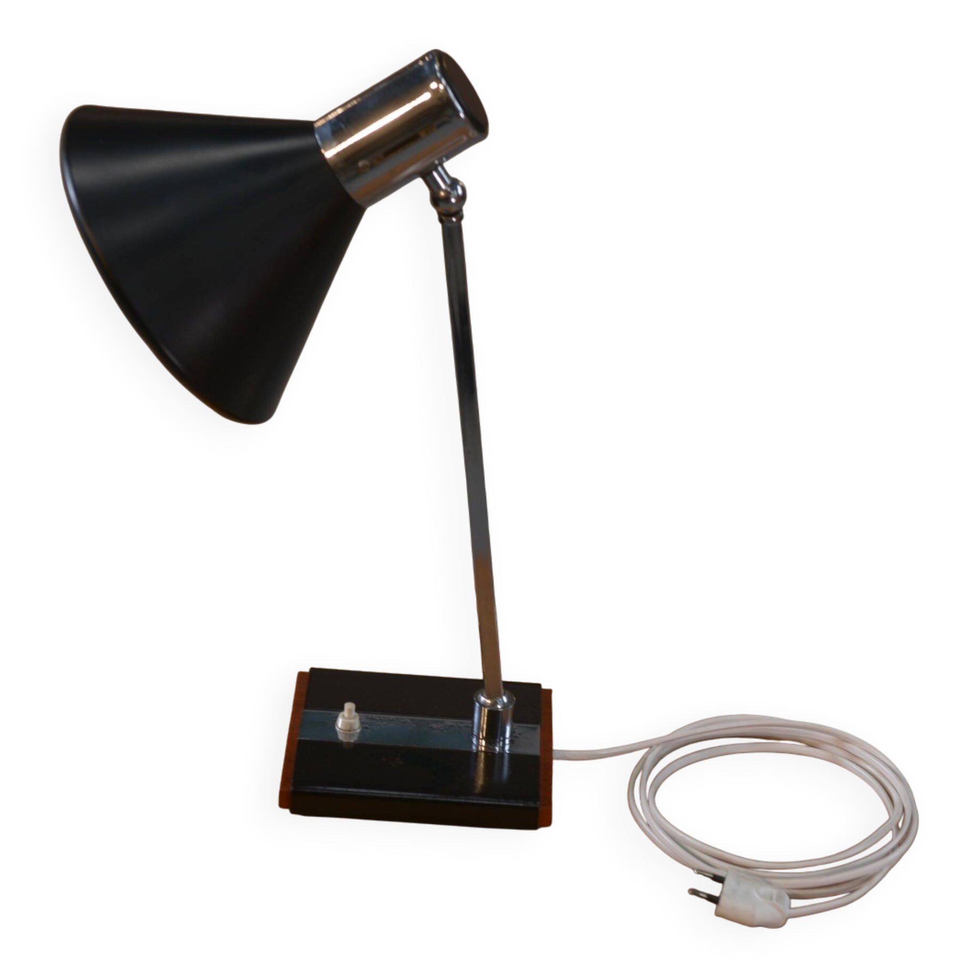 Lampe de bureau laquée noir et métal chromé design italien vers 1970's