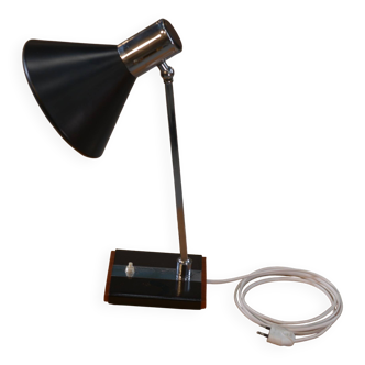 Black lacquered and chrome metal desk lamp, Italian design, circa 1970s