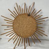 Miroir rotin soleil vintage - 53cm