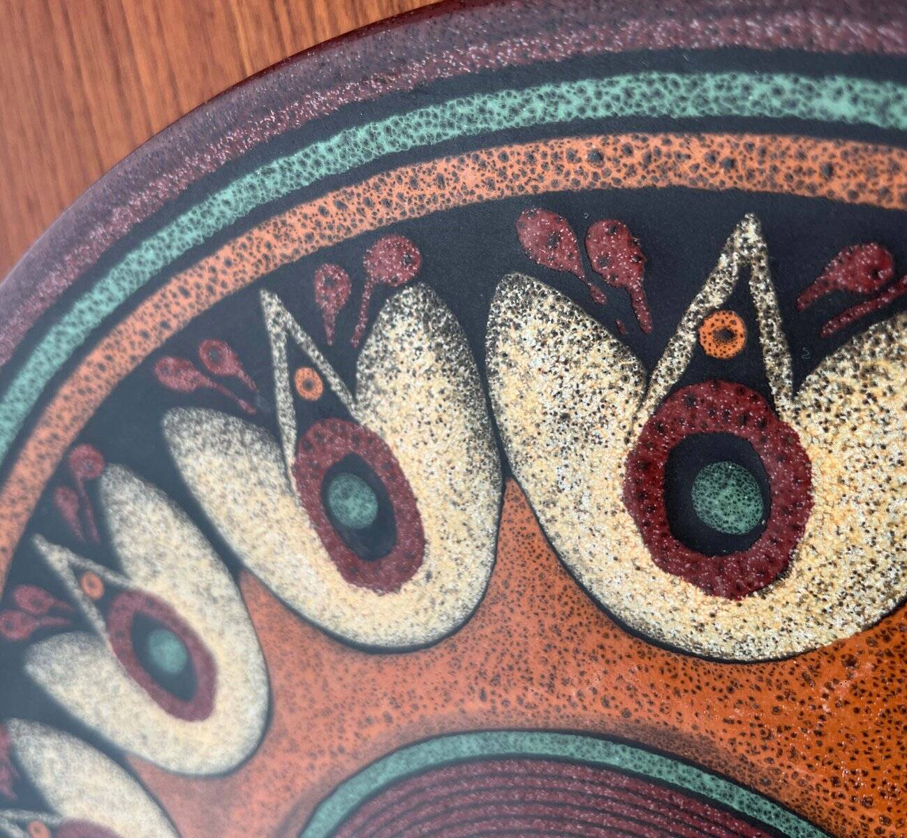 Large vintage ceramic wall plate from KMK Keramik Manufaktur Kupfermühle, 1970s.