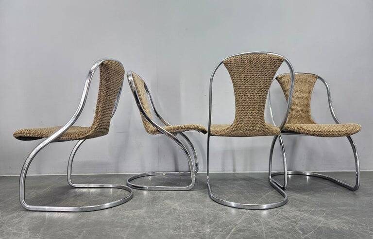 Set of Four Midcentury Dining Chairs, Gastone Rinaldi, Italy, 1970s