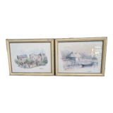 Pair of watercolors signed P OPal