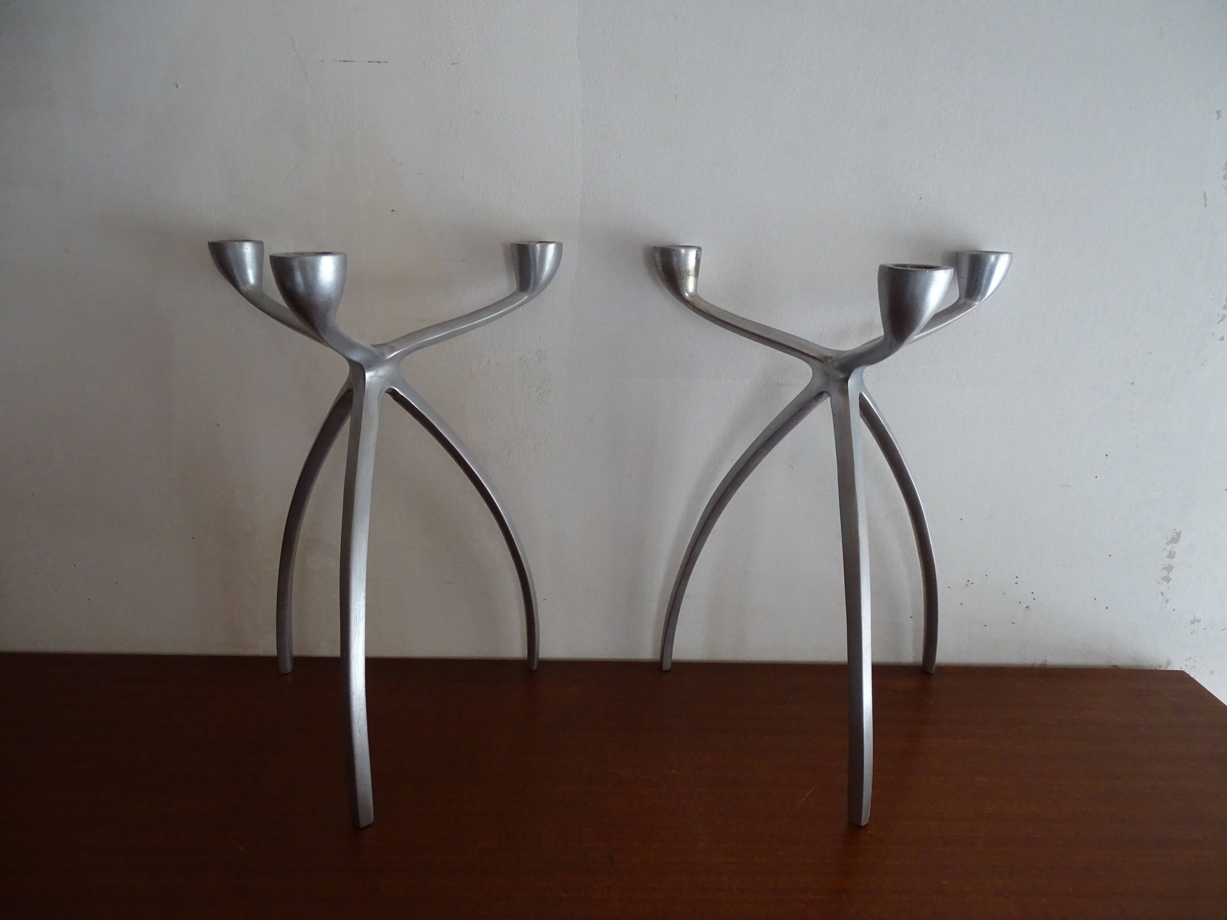 Pair of candlestick candlesticks design 3 metal lights