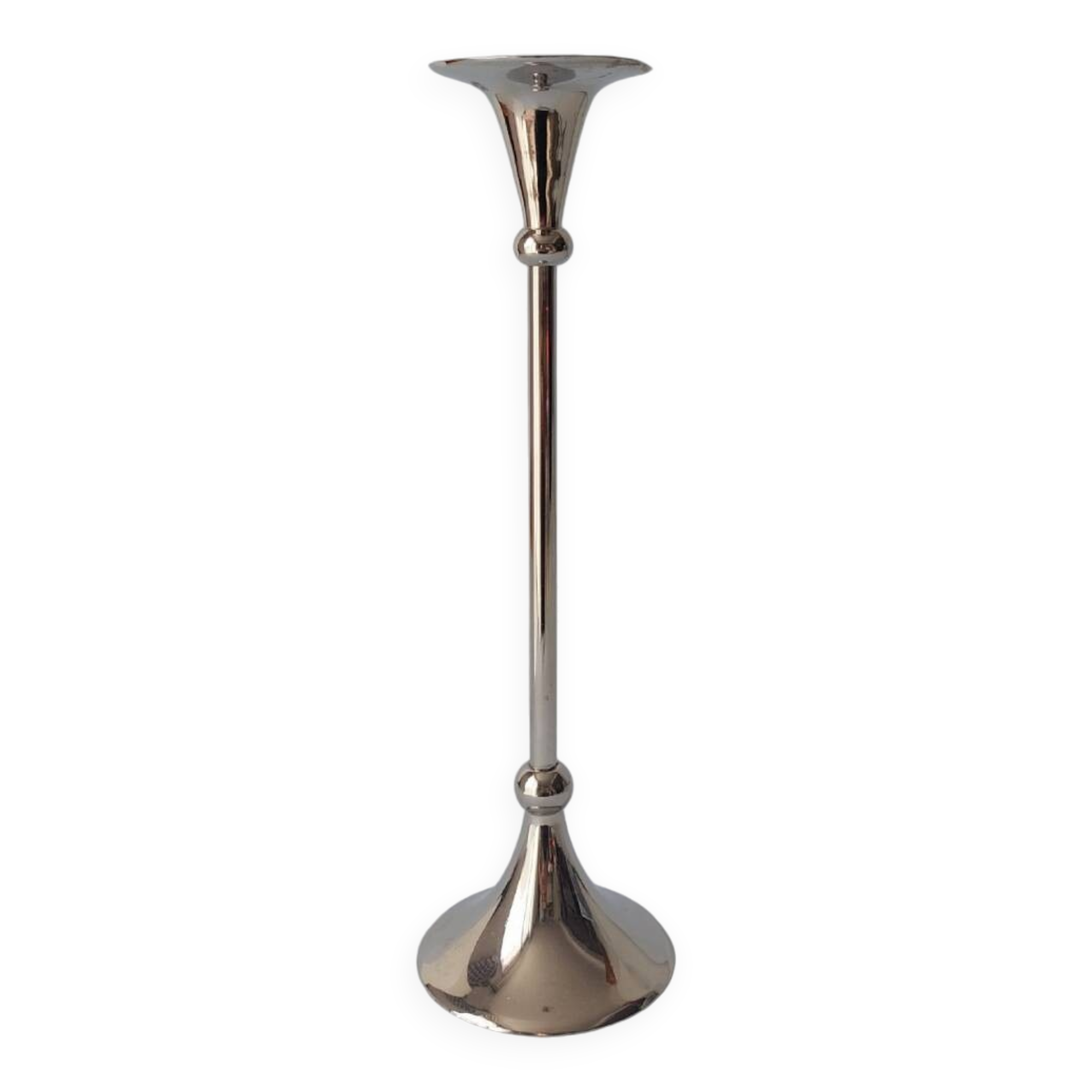 Silver metal candlestick holder