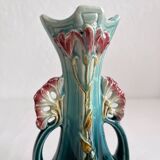 Vase soliflore en barbotine art nouveau fin XIXe