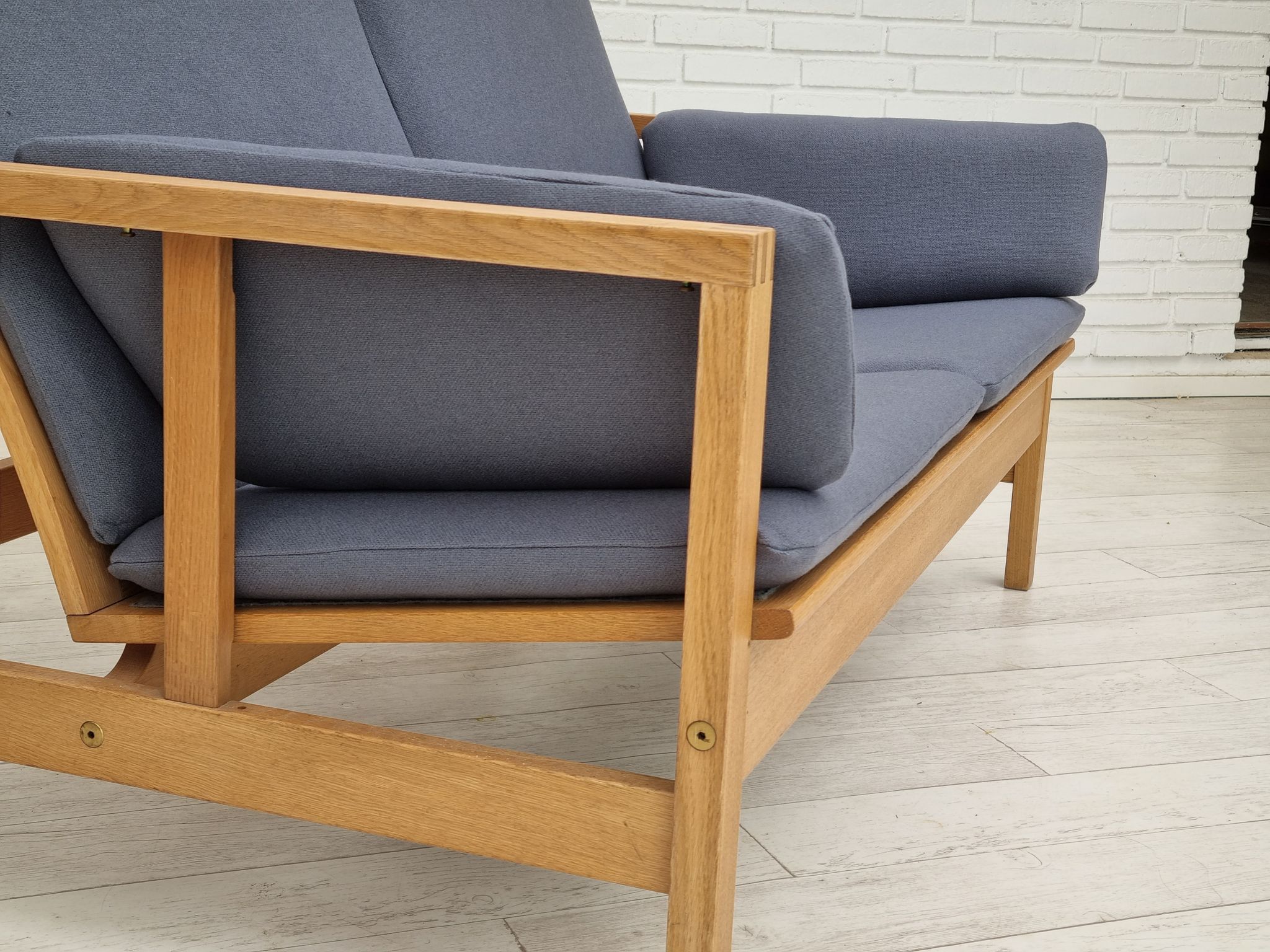 1970s, Danish design by Børge Mogensen, sofa model 2252, oak, furniture wool