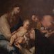 Peinture antique Adoration de Sainte Rose de Lima avec la Madone et l'Enfant