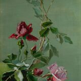 Pair of roses paintings-circa 1900