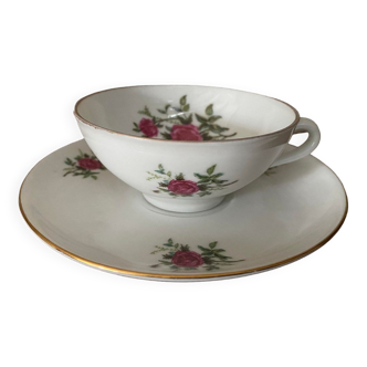 Tasse et soucoupe porcelaine décor Roses