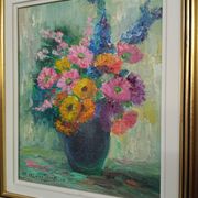 Huile sur toile bouquet de fleurs signé