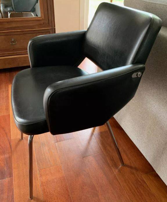 Black leatherette conference armchair