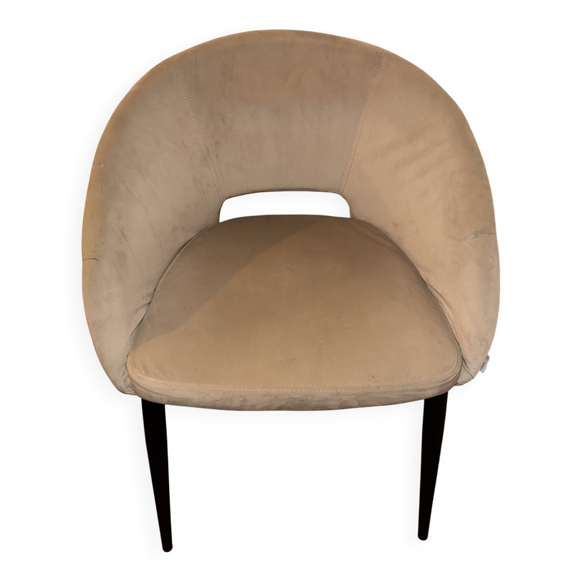 Syrah beige velvet chair - pomax