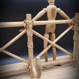 Wall-mounted rattan coat rack 4 hooks