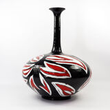 Studio pottery ceramic hand painted glaze vase circa 1970