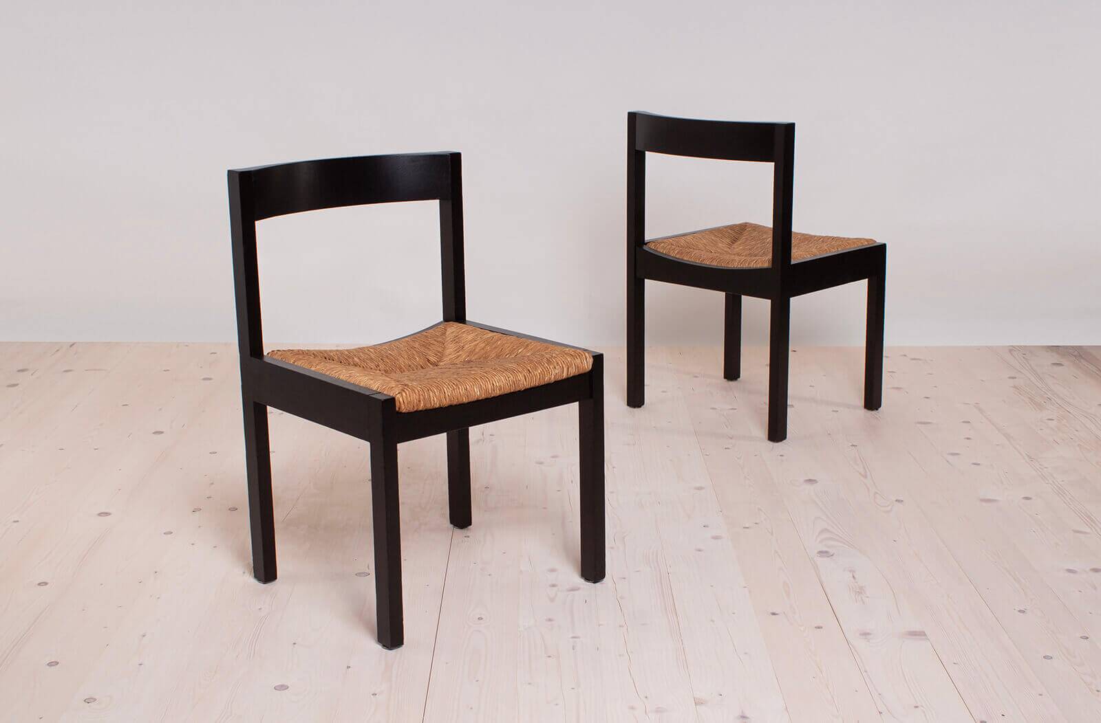 Vintage dining set, 4 chairs, extendable dining table, rope seating, 1970s