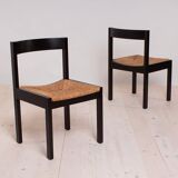 Vintage dining set, 4 chairs, extendable dining table, rope seating, 1970s