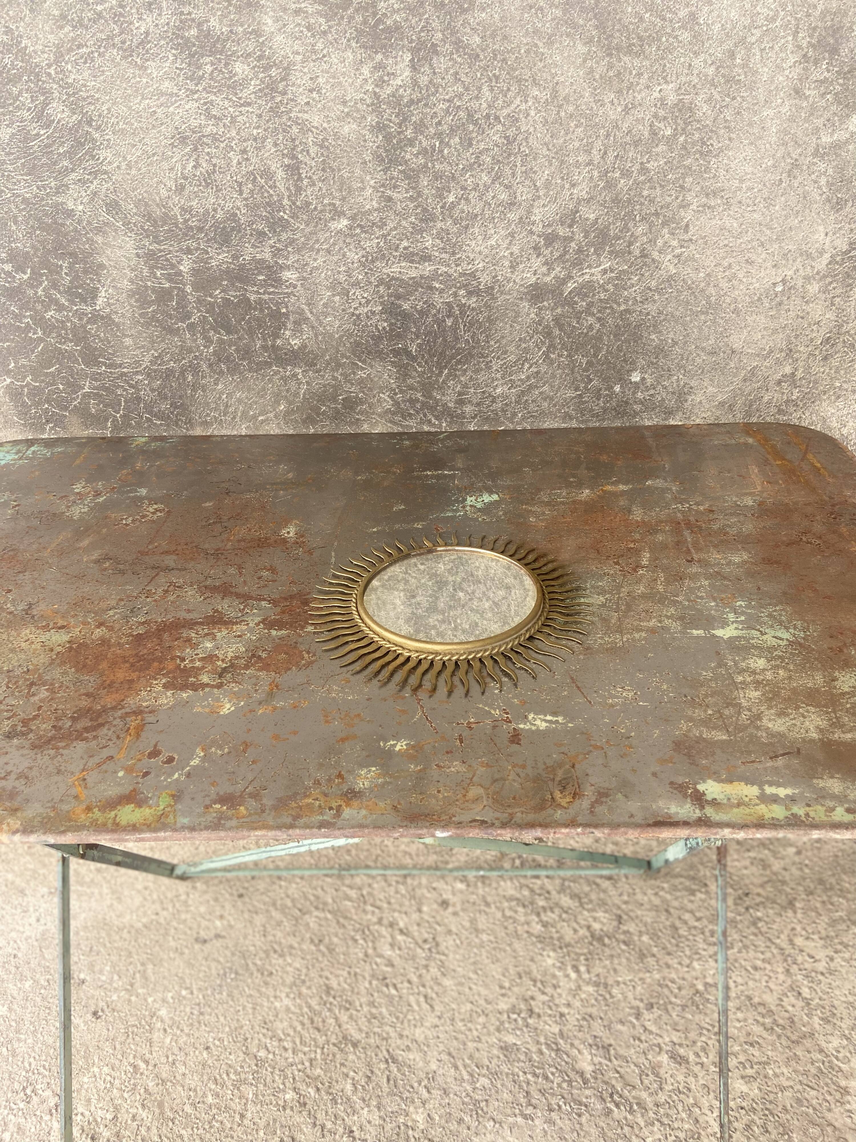 Vintage gold metal sun mirror