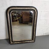 Mirror Louis-Philippe black wood and silver carved