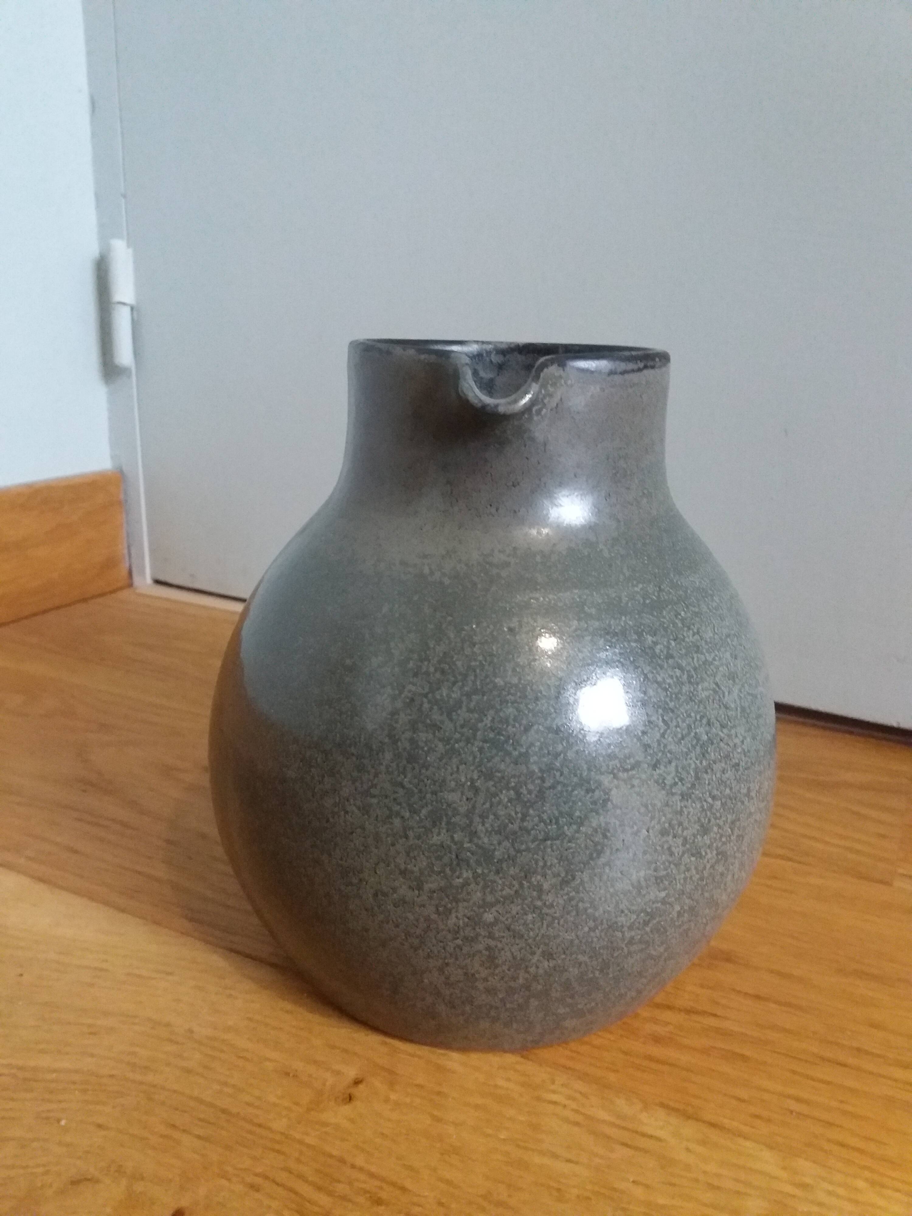 Pitcher michel and denise pointu arts céram sandstone from puisaye 50s 60s