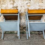 Pair of wooden and metal bedsides 50/60