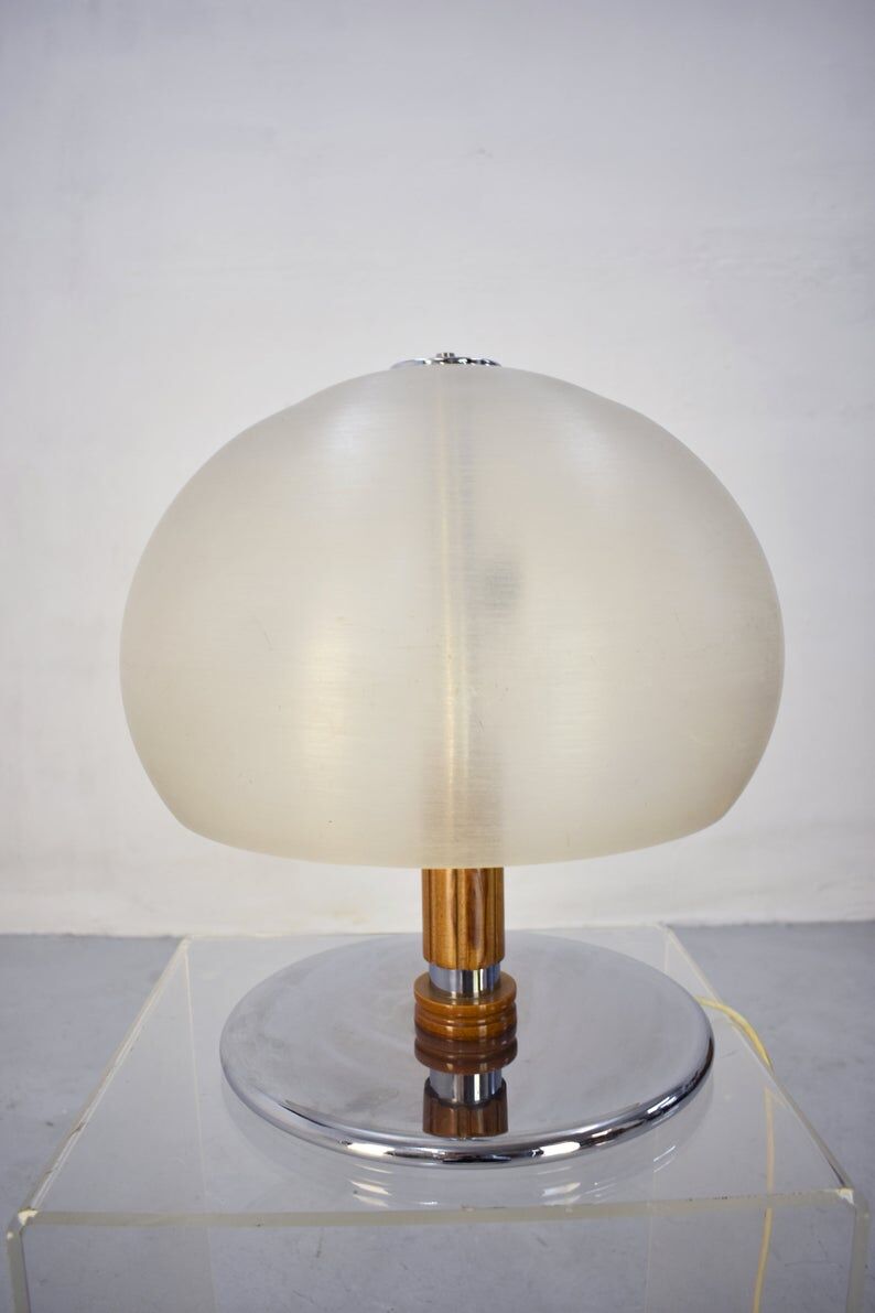 Vintage italian table lamp acrylic mushroom shaped shade, 1970's