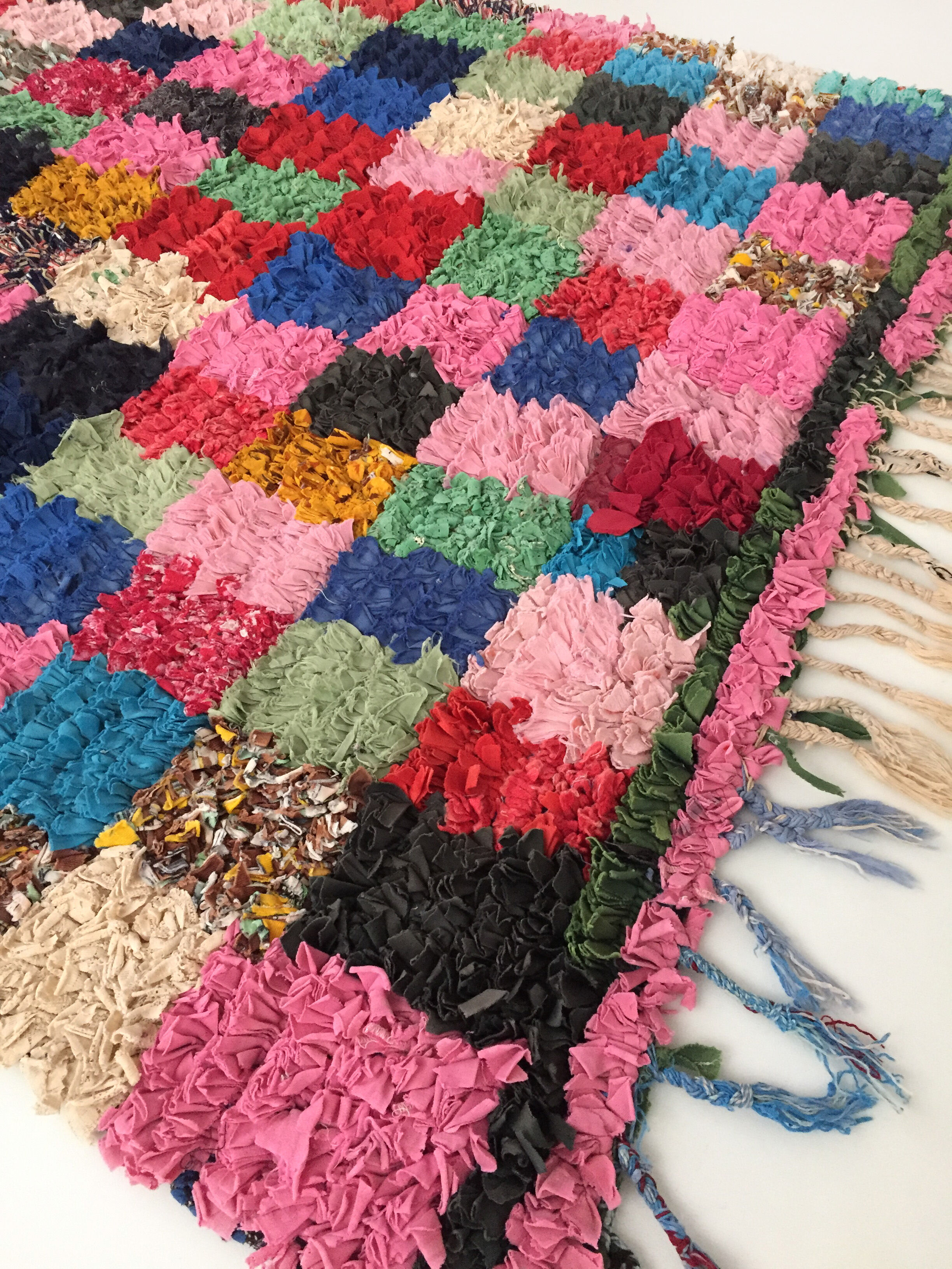 Moroccan Berber carpet Boucherouite 214x112cm