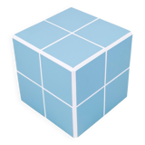 Cube, side table in blue ceramic tiles