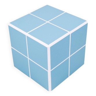 Cube, side table in blue ceramic tiles
