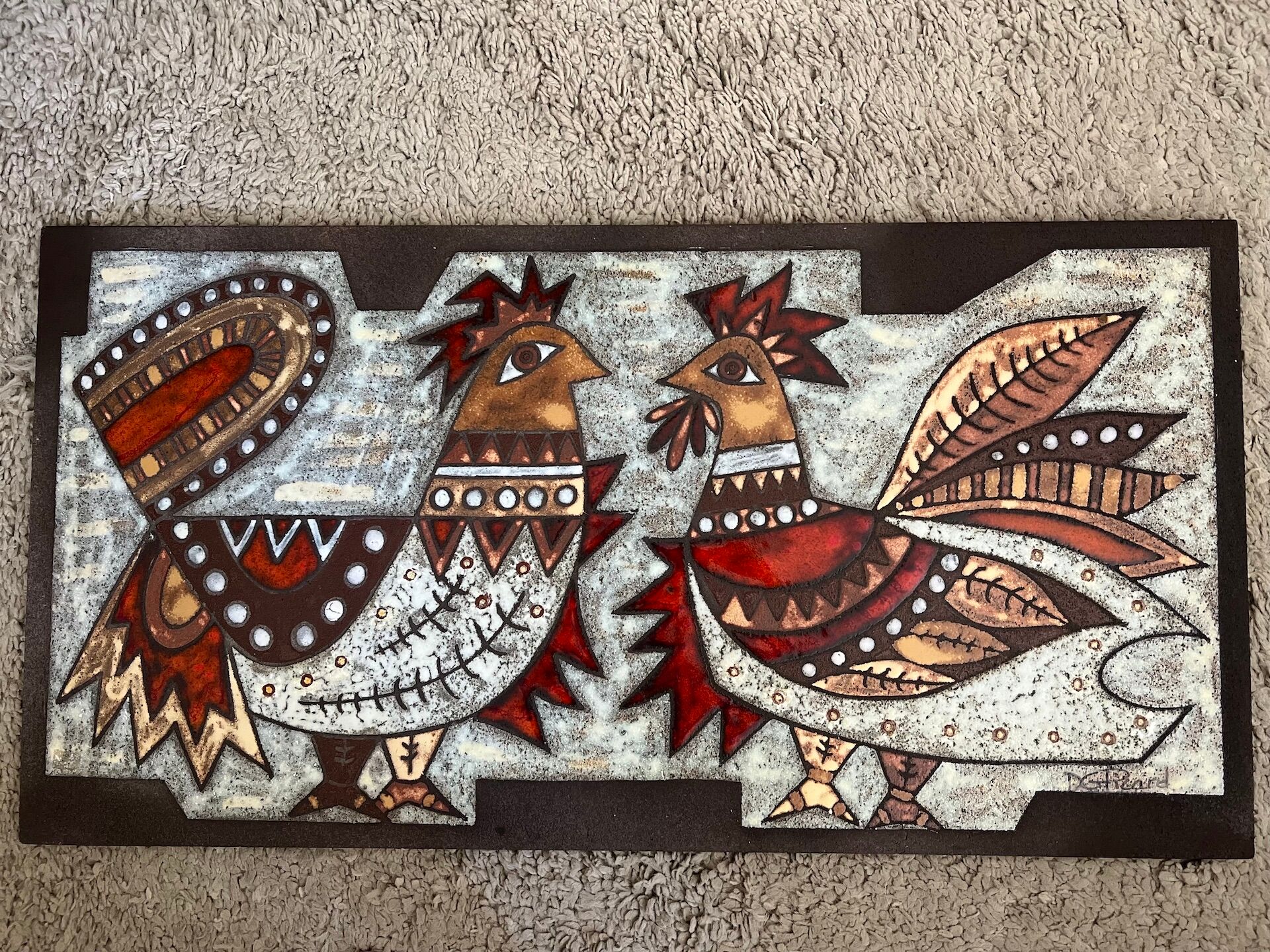 Decorative plate of max and dominique picard, vallauris - 1960