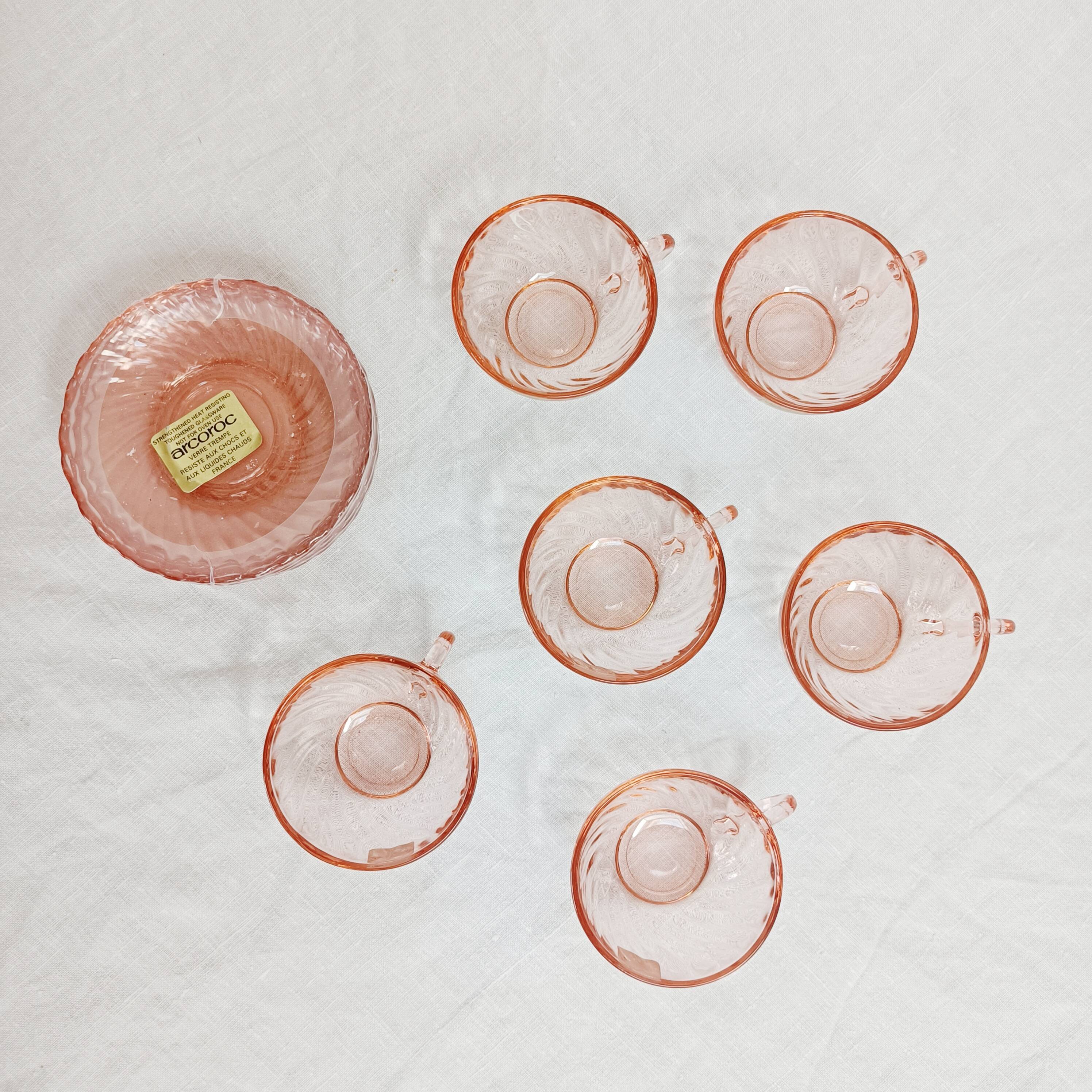 Set of 6 coffee cups and saucers Arcoroc Rosaline