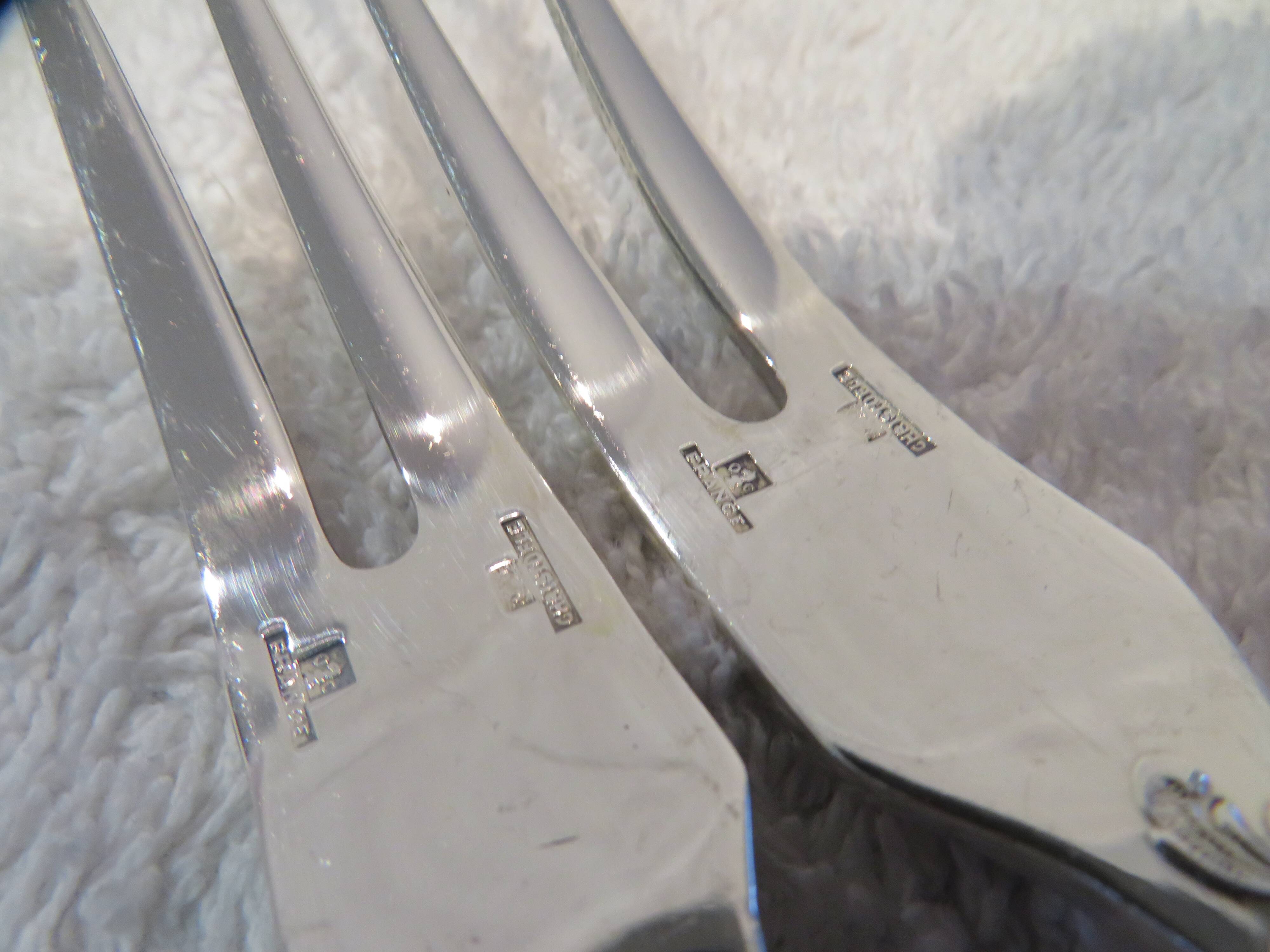 2 cold meat forks silver plated metal goldsmith Christofle Marly